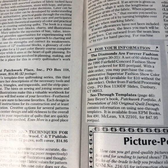 Quilters Newsletter Magazine January 1990 Issue 218 Patterns Tips Techniques - Picture 7 of 9